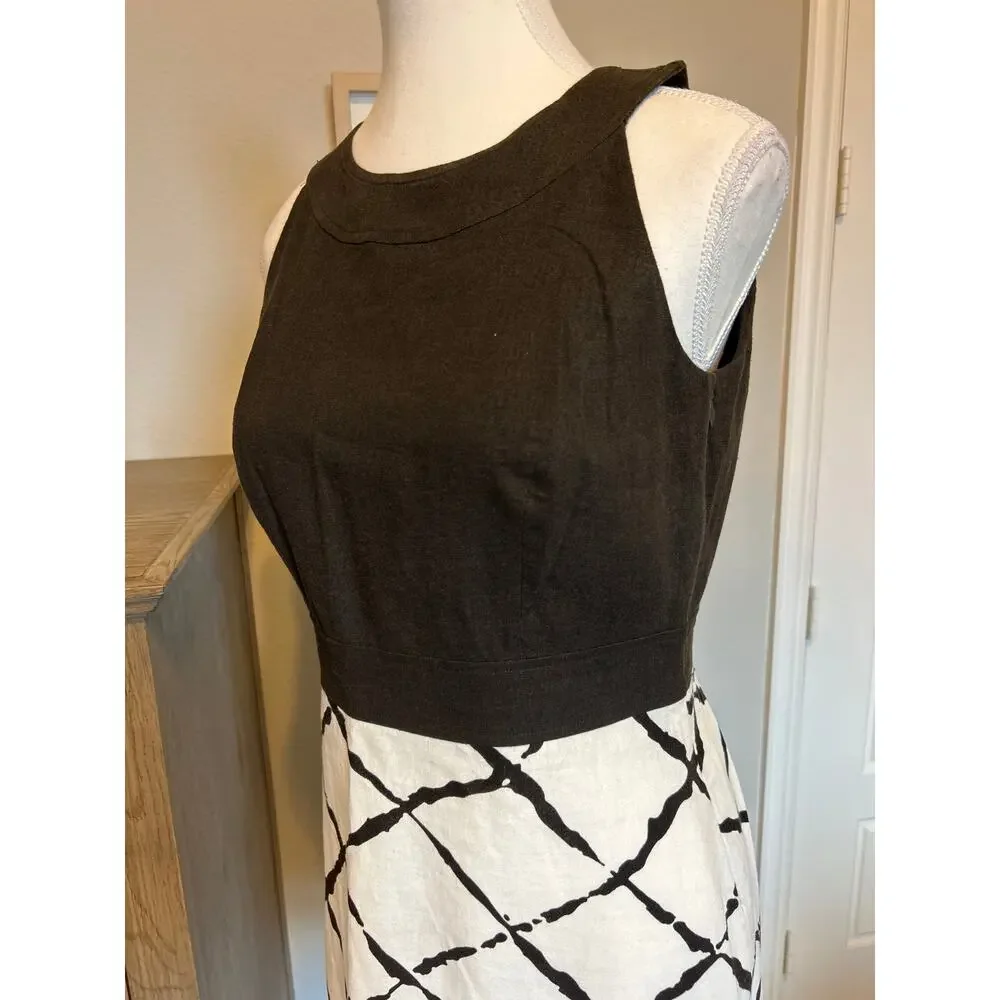 Ann Taylor | Brown Ivory Linen Blend A-Line Dress | 4P - Picture 7 of 14
